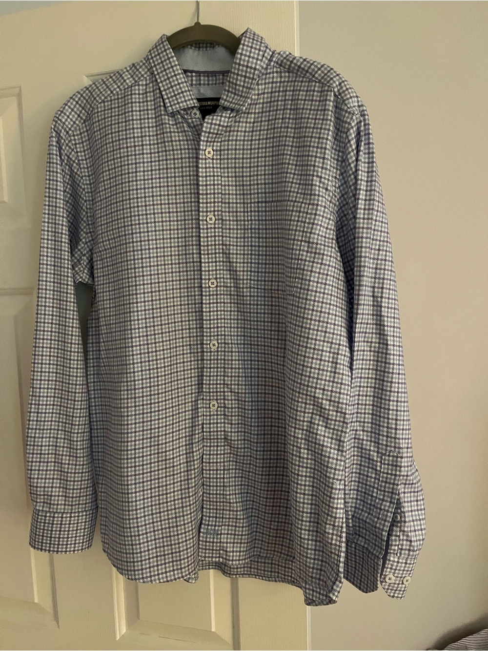Johnston & Murphy Blue and White Check Dress Shirt